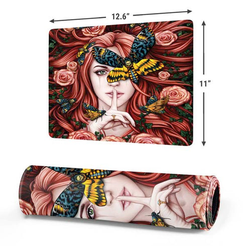 Gothic Woman and Death Moth Butterflies by Sarah Richter Gaming Mouse Pad